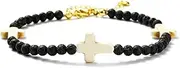 [Starain] Stone Beaded Anklets for Women Handmade Beach Turquoise Beads Ankle Bracelet Trendy Boho Cross Bead Anklet Jewelry 8 inch Adjustable