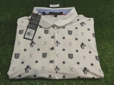 Greyson Womens Goat Print Golf Shirt C.C. Logo Arctic White Extra Large