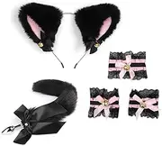 Furry Cat Anal Plug Ears Headwear Cat Tail Butt Plug Fox Ears Headwear with Bells Fox Plug Toys Furry Animal Cosplay Costume Set