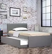 Istyle Selina King Single Trundle Storage Bed Frame Fabric Grey