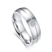 Silver Crystal Wedding Band Ring for Women