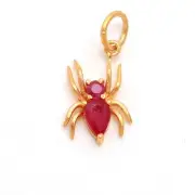 Dainty Spider Natural Ruby Charm,Dainty Spider Charm,Spider Charm,18k Solid Gold