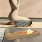 Brass Incense Burner Holder Wooden Tray Incense Holder Sage Smudge Sticks