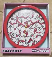 Sanrio Hello Kitty Red & White All Over Faces 10 Inch Wall Clock
