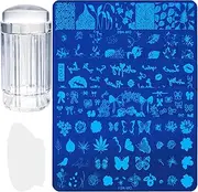 Nail Art Plates Nail Stamping Manicure Tool, Nail Stamping Plate Set, Nail Template Stamp Stencil DIY Scraper Nail Stamp and Nail Scraper Kit for Nails Manicure Pack of 7