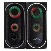 beFree 2.0 Computer Gaming Speakers BFS-06 for Desk Shelf w Color LED Lights