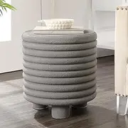 JONATHAN Y TBL1107A Evans 18" Minimalist Modern 3-Legged Drum Accent Table, Contemporary, Mid-Century, Art Deco, Transitional, Bohemian, Patio, Garden Room, Bathroom, Living Room, Gray Frosted