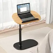 C Shaped Side Table Adjustable Height,360°Swivel & Flip Top,Sofa Side Small Coffee Table, Round End Tables,Anti-Rust Waterproof，Coffee C Table for livingroom/Sofa/Bed/Bathtub/Laptop, (Light Wood)