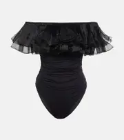 [Giambattista Valli] Giambattista Valli Ruffle-trimmed swimsuit AU 10 black