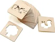 Wooden Stencils Drawing Kit for Kids, 60PCS Kids Drawing Stencils, Educational Montessori Wooden Painting Templates for Classroom Paint, Draw, Spray