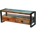 Wooden TV Cabinet Retro Steel Frame Entertainment Stand Unit 2 Storage Drawers