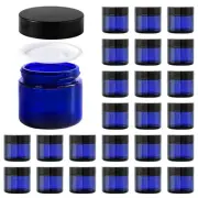 2oz Jars with Lids, Hoa Kinh 24 Pack Blue Glass Jars with Lids Empty Cosmetic...