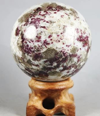 0.66lb Natural Red Tourmaline in White Feldspar Crystal Matrix Sphere Stone Ball