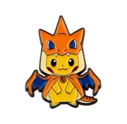 Pikachu Mega Charizard Y Cosplay Costume Pokemon Enamel Pins Pin Brooch Standing