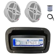 Dual Marine Radio,Spa Bezel,Adapter, Antenna,Wire, 2x 6.5" 600W White Speaker