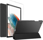 ProCase Galaxy Tab A8 10.5 Inch 2022 Case SM-X200 X205 X207 with Tempered Glass Screen Protector, Slim Stand Hard Shell Protective Smart Cover for Galaxy Tab A8 10.5" Tablet 2022 Release -Black