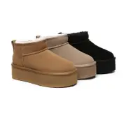 AUSTRALIAN SHEPHERD® UGG Boots Sheepskin Wool Ankle Ultra Platform Saylor - Chestnut / AU Ladies 9 / AU Men 7 / EU 40