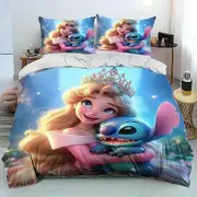 v2771 Bed Sheets Stitch Bedding Sets Cute Printed Cartoon Quilt Cover Bed Cover Duvet Cover Pillow Case - Pieces Sets Kids Adult Size 3-Piece Bedding