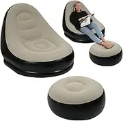 Inflatable Sofa, 125 x 100 cm with Stool, Waterproof Air Sofa, Outdoor, Portable, Inflatable Air Sofa, Couch, Air Lounger with Portable Package for Camping, Holiday, Swimming Pool, Beach