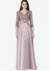 NWT Xscape Mauve 3/4 Sleeve Sequin Top Satin Ballgown Size 12 $278