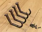 4 Rustic Coat Hooks Cast Iron Wall Mount Hat Hook Towel Railroad Spikes Bath