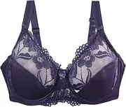 [Generic] Bra with Back Support 38/85 40/90 42/95 44/100 46/105 BCDEF Cup Bra Sexy Lace Bra for Women Lingerie Plus Size Womens Sports Bra Womens Bras Comfortable No Wire (Dark Blue, 85E)