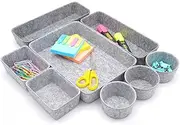 Office Desk Drawer Organizers Trays,Foldable Dividers Separators,Grey Storage Container,Jewelry Organizing Box,for Makeup, Jewelries, Utensils in Bedroom Dresser, Office and Kitchen