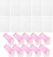 BESTYASH 10 Sets Clear Silicone Nail Art Stamper Transparent Cap With Scrapers 2.8cm Jelly Stamp Tool For DIY Manicure Nail Art Salon Supplies