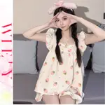 【✨WIE＇Y🌸】夏季居家服 泡泡棉睡衣女 吊帶短袖卡通日系風 可愛睡衣 韓國睡衣 睡衣女 棉質睡衣 睡衣套裝SY100