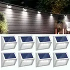 LED Outdoor Solar Deck Stair Step Lights Garden Wall Pathway Fence Lights White