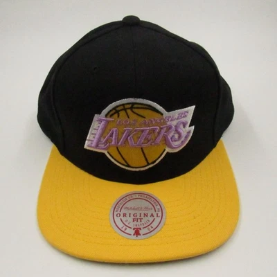 Los Angeles Lakers Hat Cap Snap Back Black Yellow Basketball Mitchell Ness Mens