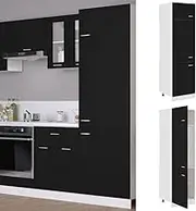Kitchen Storage Refrigerator Cabinet Black 60x57x207 cm Engineered Wood