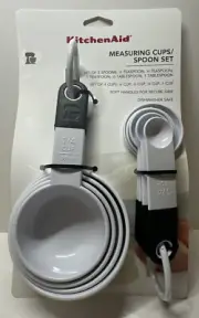 Kitchen Aid Set Of 4 Cup & 5 Spoon Measuring Set - White KE475OHWHA. NEW