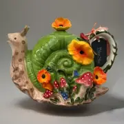 Blue Sky Clayworks - Snail Teapot -heather goldminc springtime colorful Decor