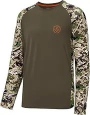 [Bassdash] Men’s Lightweight Camo Hunting Shirt UPF 50+ Sun Protection Long Sleeve Hiking Fishing Performance Tee Mesh Panels