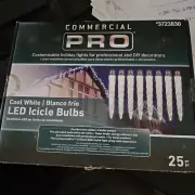 GEMMY Commercial Pro 25 Ct Icicle White LED Christmas String Light Bulbs E17