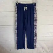 Lucky Brand Womens Sleep Lounge Pant Sz S Blue Floral Side Stripe Pull On 28x31