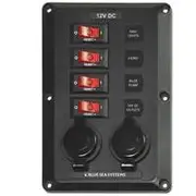 Blue Sea 4 Position with 12V Sockets, BelowDeck Circuit Breaker Panel