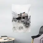 Western Tapestry Old Wooden 20s Town Print Wall Hanging Decor