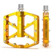 Gewage Bike Pedals Aluminum Alloy Bicycle Pedals with Reflectors Mountain Bike Pedals Non-Slip Cycling Pedals Platform Gold
