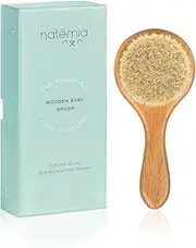 Natemia Wooden Baby Hair Brush | Natural Soft Bristles for Newborns & Toddlers | Gentle Cradle Cap Care | Ideal Baby Registry Gift