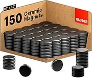 Black Magnets for Crafts (0.7" x 0.2") | 150x Ceramic Industrial Magnets Strong | Ferrite Magnets for Fridges, Whiteboards and Notice Boards