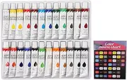 24 Color Professional Gouache Paint Set, 12ml Gouache Paint Tubes with Color Card, Acrylic Paint Set, Mini Paint Set for Fabric Stone