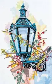 Cross stitch kit - Lamp 25x41cm White Aida 14ct needlepoint kit