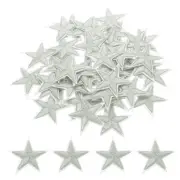 5Star Iron on Patches Embroidered Sew Patch Appliques Gray 50pcs