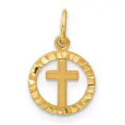14k Yellow Gold Eternal Life Cross Charm Pendant