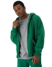 CHAMPION MEN'S R-CHIVAL REVERSE WEAVE FULL-ZIP HOODIE - MEDIUM - ATH. DARK GREEN