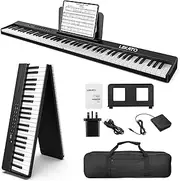 LEKATO 88 Key Folding Piano Keyboard, Semi-Weighted Keyboard with Sustian Pedal,Carry Bag,MIDI,Bluetooth,Split Function, Portable Digital Piano for Beginner Kids Adults