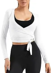 [Mustcan] Women Tie Front Shrug Long Sleeve Bolero Cardigan Lightweight Casual Tops