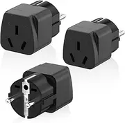 3PCS AU to EU Universal Travel Plug, Australia to Europe International Travel Adapter, Travel Power Plug for German, Spain, Italy, France, Black